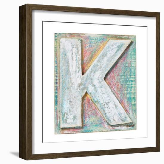 Wooden Alphabet Block, Letter K-donatas1205-Framed Premium Giclee Print