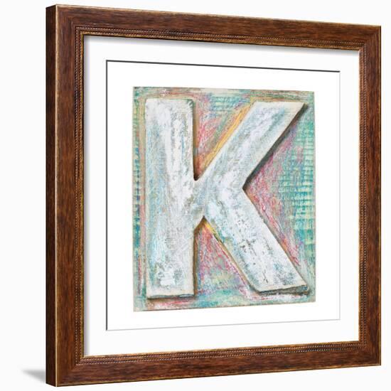 Wooden Alphabet Block, Letter K-donatas1205-Framed Premium Giclee Print