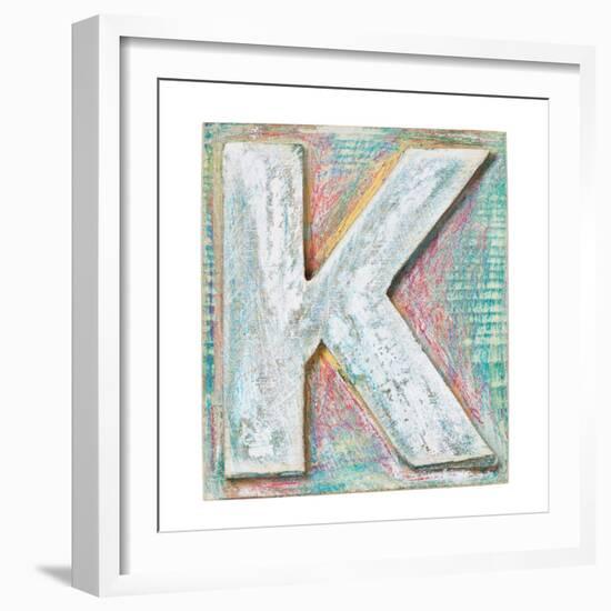 Wooden Alphabet Block, Letter K-donatas1205-Framed Premium Giclee Print