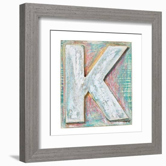 Wooden Alphabet Block, Letter K-donatas1205-Framed Art Print