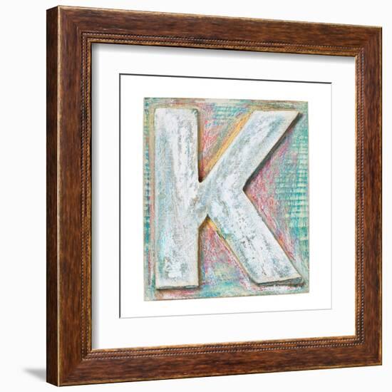 Wooden Alphabet Block, Letter K-donatas1205-Framed Art Print