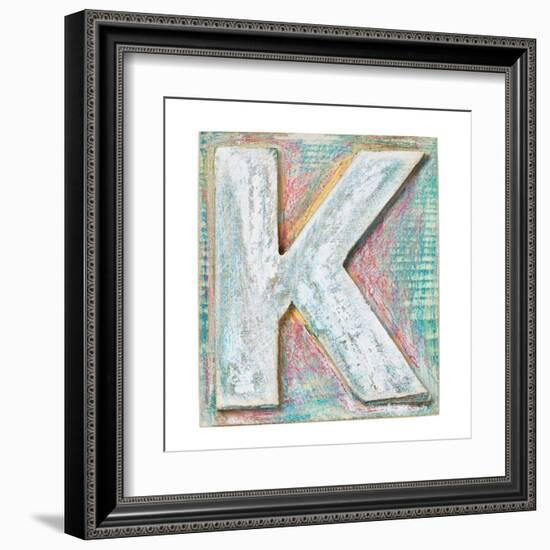 Wooden Alphabet Block, Letter K-donatas1205-Framed Art Print
