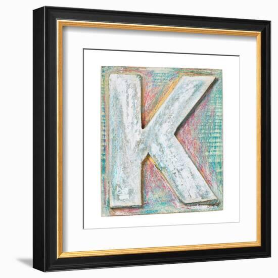 Wooden Alphabet Block, Letter K-donatas1205-Framed Art Print