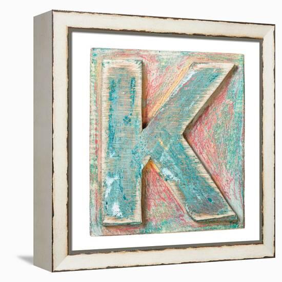 Wooden Alphabet Block, Letter K-donatas1205-Framed Stretched Canvas