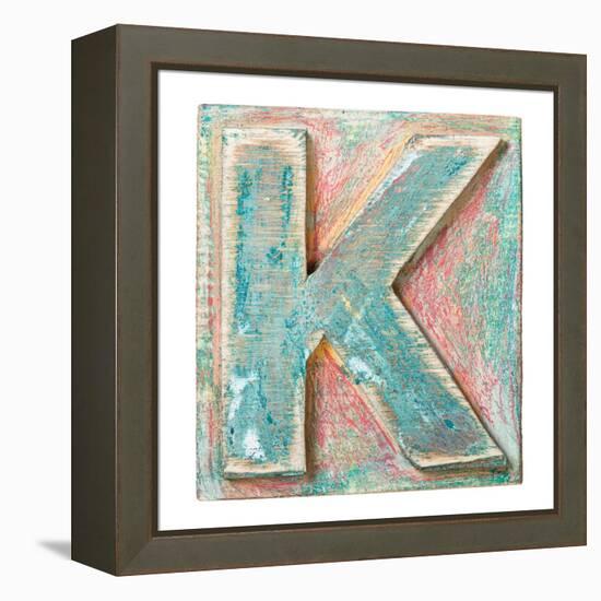 Wooden Alphabet Block, Letter K-donatas1205-Framed Stretched Canvas