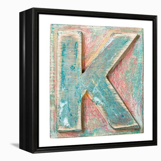 Wooden Alphabet Block, Letter K-donatas1205-Framed Stretched Canvas