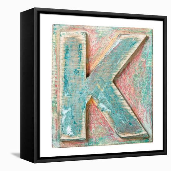 Wooden Alphabet Block, Letter K-donatas1205-Framed Stretched Canvas