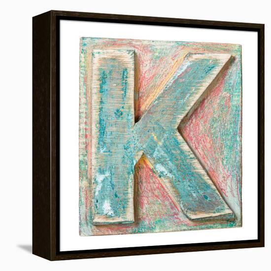 Wooden Alphabet Block, Letter K-donatas1205-Framed Stretched Canvas