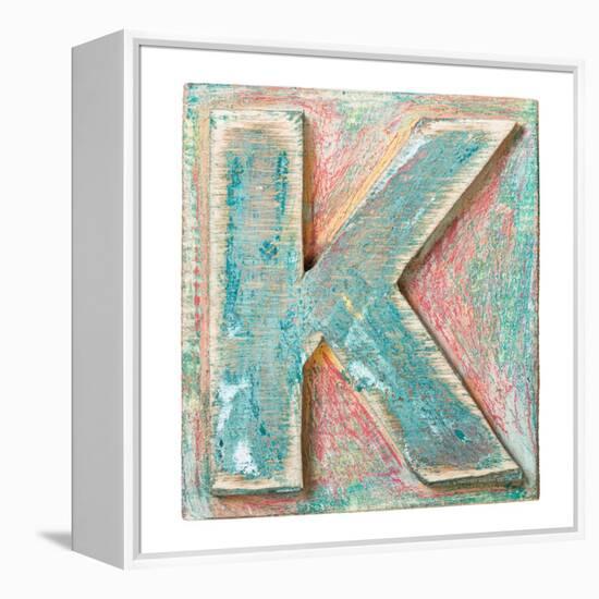 Wooden Alphabet Block, Letter K-donatas1205-Framed Stretched Canvas