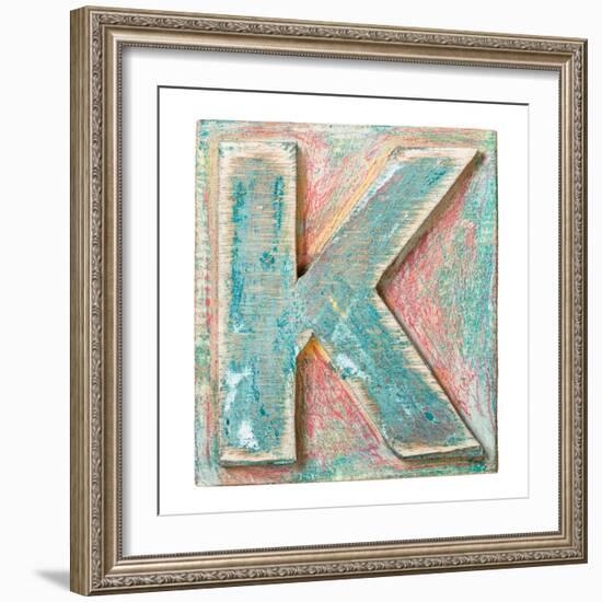 Wooden Alphabet Block, Letter K-donatas1205-Framed Premium Giclee Print