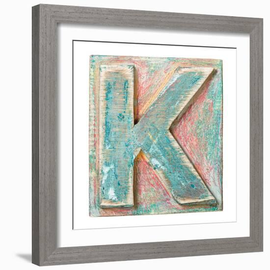 Wooden Alphabet Block, Letter K-donatas1205-Framed Premium Giclee Print