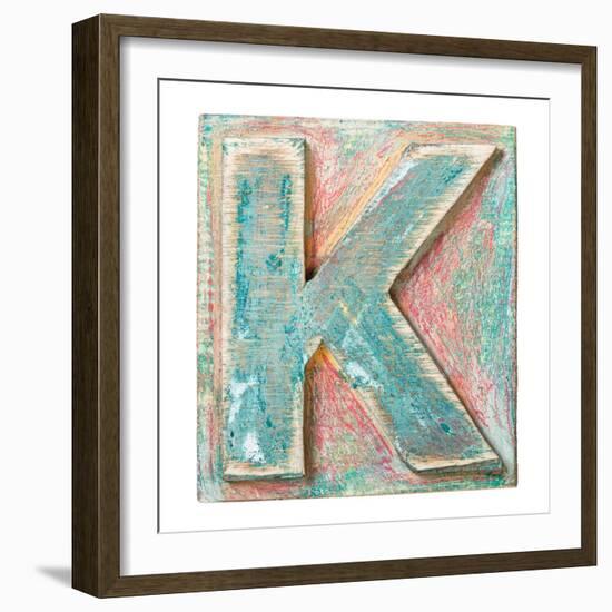 Wooden Alphabet Block, Letter K-donatas1205-Framed Premium Giclee Print