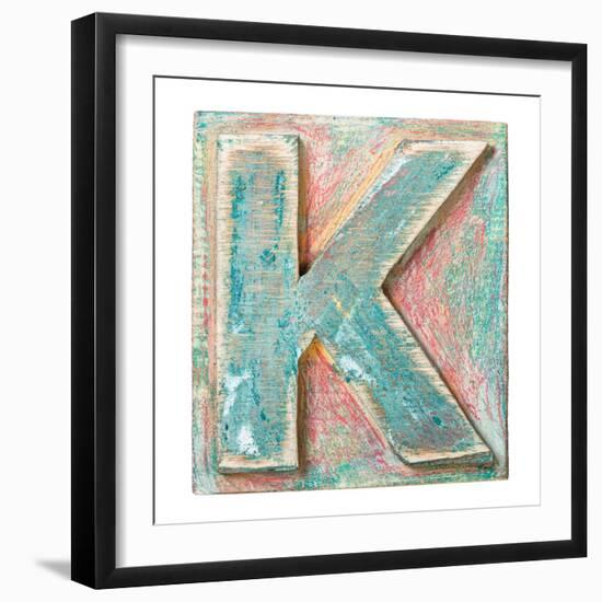 Wooden Alphabet Block, Letter K-donatas1205-Framed Premium Giclee Print