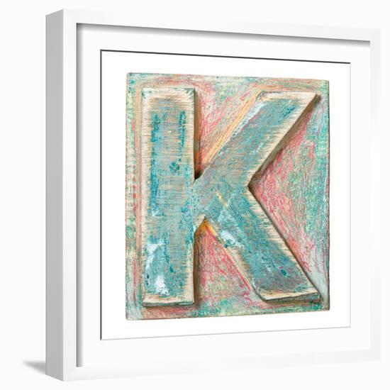 Wooden Alphabet Block, Letter K-donatas1205-Framed Premium Giclee Print