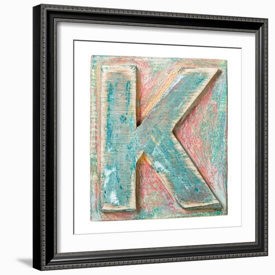 Wooden Alphabet Block, Letter K-donatas1205-Framed Premium Giclee Print