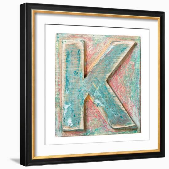 Wooden Alphabet Block, Letter K-donatas1205-Framed Premium Giclee Print