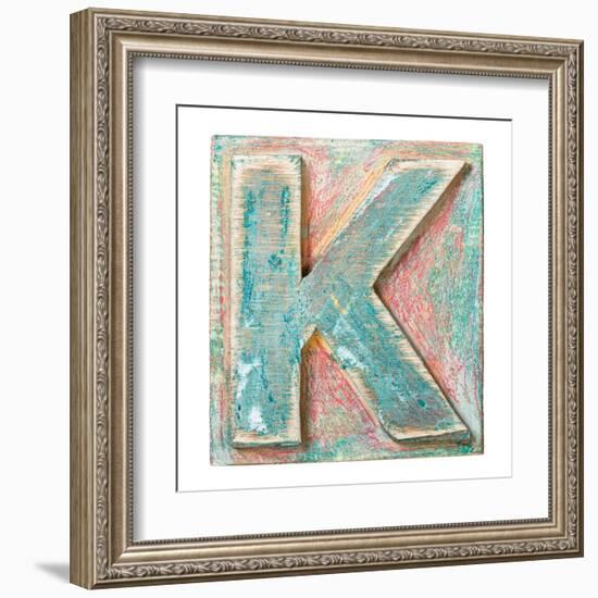 Wooden Alphabet Block, Letter K-donatas1205-Framed Art Print