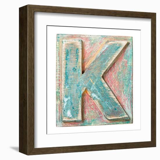 Wooden Alphabet Block, Letter K-donatas1205-Framed Art Print