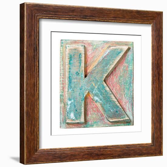 Wooden Alphabet Block, Letter K-donatas1205-Framed Art Print