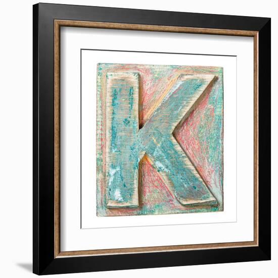 Wooden Alphabet Block, Letter K-donatas1205-Framed Art Print