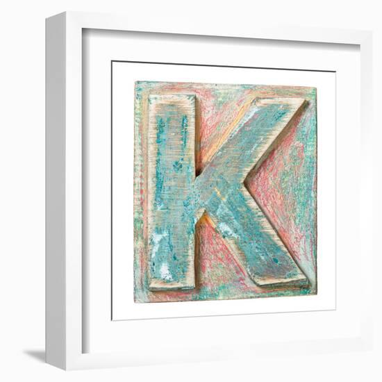 Wooden Alphabet Block, Letter K-donatas1205-Framed Art Print