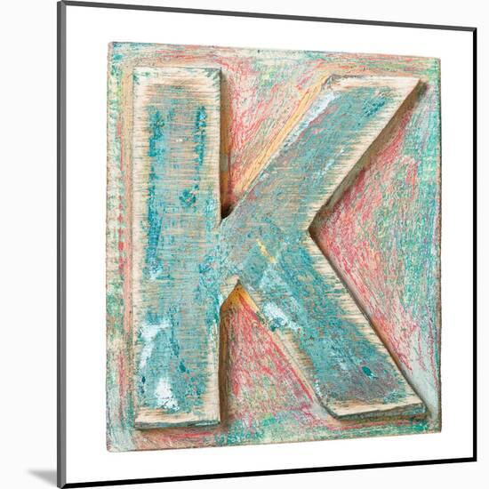 Wooden Alphabet Block, Letter K-donatas1205-Mounted Art Print