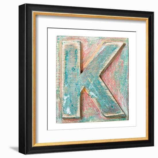 Wooden Alphabet Block, Letter K-donatas1205-Framed Art Print