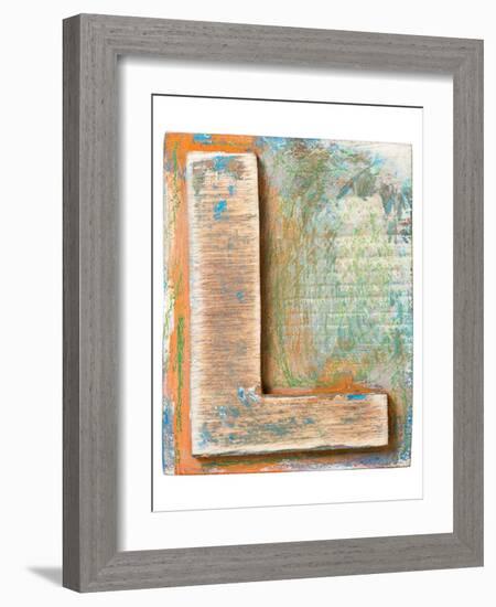 Wooden Alphabet Block, Letter L-donatas1205-Framed Art Print