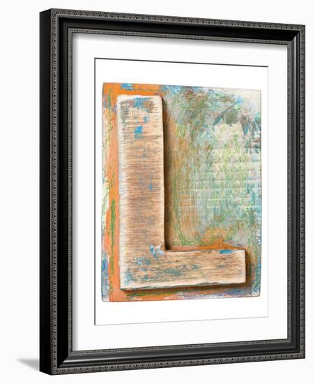 Wooden Alphabet Block, Letter L-donatas1205-Framed Art Print