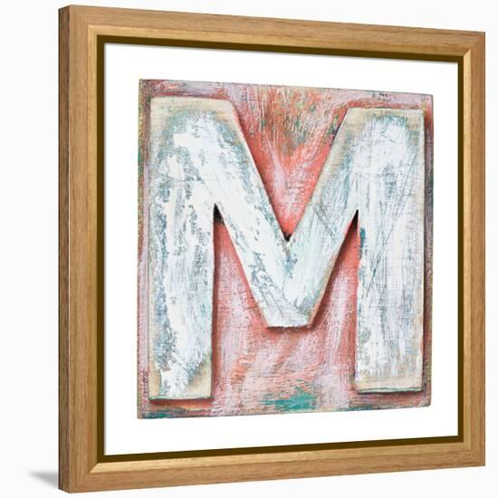 Wooden Alphabet Block, Letter M-donatas1205-Framed Stretched Canvas