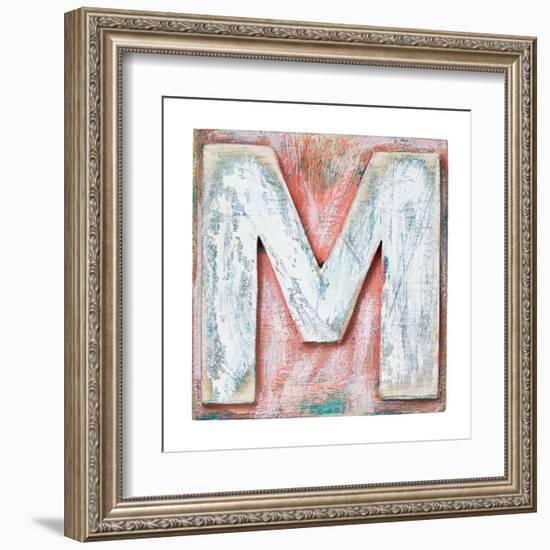 Wooden Alphabet Block, Letter M-donatas1205-Framed Art Print