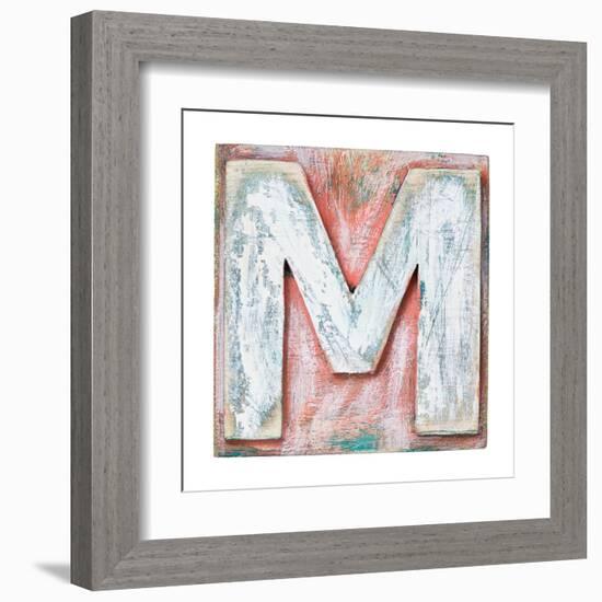 Wooden Alphabet Block, Letter M-donatas1205-Framed Art Print