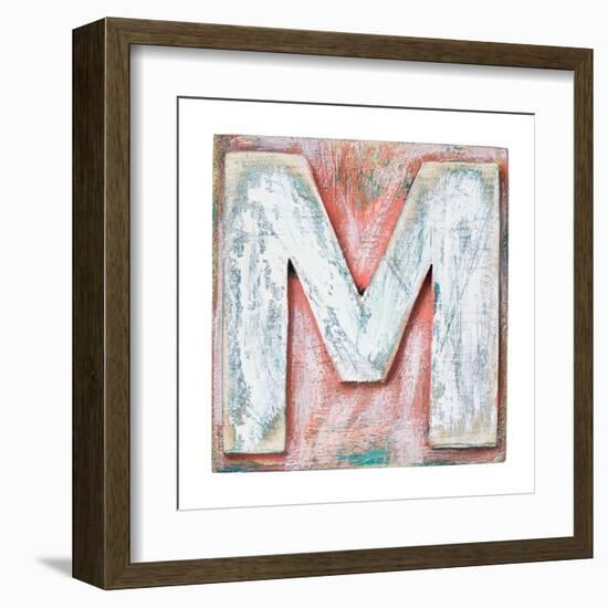 Wooden Alphabet Block, Letter M-donatas1205-Framed Art Print