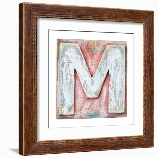 Wooden Alphabet Block, Letter M-donatas1205-Framed Art Print