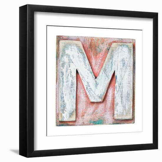 Wooden Alphabet Block, Letter M-donatas1205-Framed Art Print