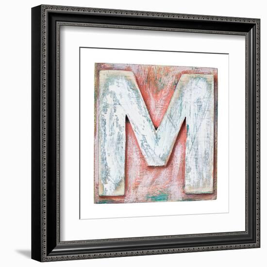 Wooden Alphabet Block, Letter M-donatas1205-Framed Art Print