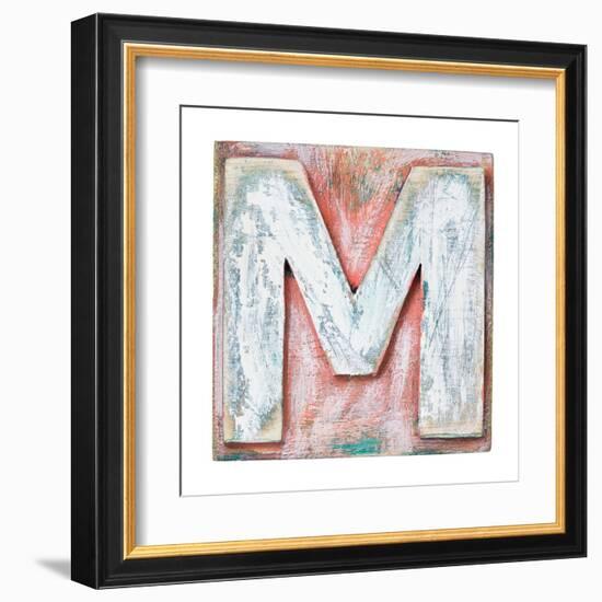 Wooden Alphabet Block, Letter M-donatas1205-Framed Art Print