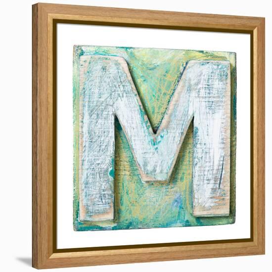 Wooden Alphabet Block, Letter M-donatas1205-Framed Stretched Canvas