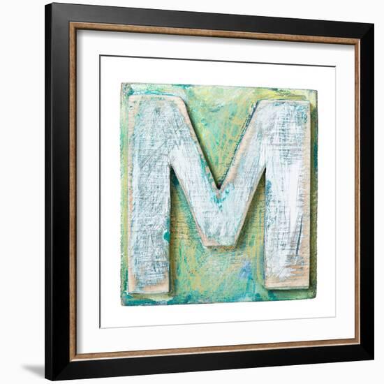 Wooden Alphabet Block, Letter M-donatas1205-Framed Premium Giclee Print