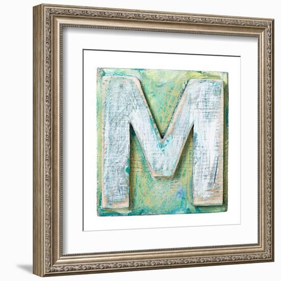 Wooden Alphabet Block, Letter M-donatas1205-Framed Art Print