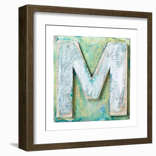 Wooden Alphabet Block, Letter M-donatas1205-Framed Art Print