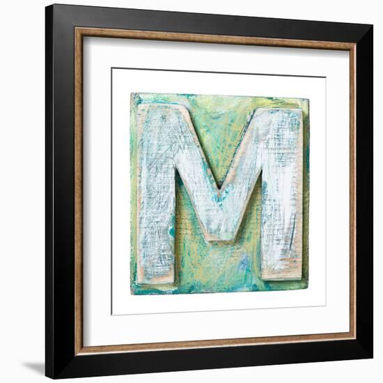 Wooden Alphabet Block, Letter M-donatas1205-Framed Art Print