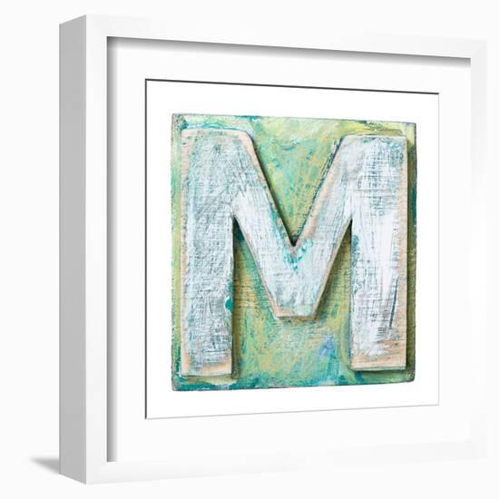 Wooden Alphabet Block, Letter M-donatas1205-Framed Art Print