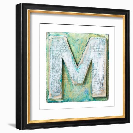 Wooden Alphabet Block, Letter M-donatas1205-Framed Art Print