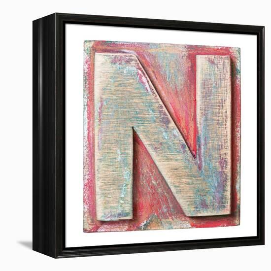 Wooden Alphabet Block, Letter N-donatas1205-Framed Stretched Canvas