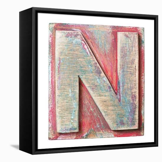 Wooden Alphabet Block, Letter N-donatas1205-Framed Stretched Canvas