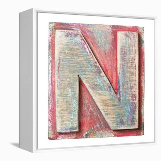 Wooden Alphabet Block, Letter N-donatas1205-Framed Stretched Canvas