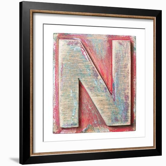 Wooden Alphabet Block, Letter N-donatas1205-Framed Art Print