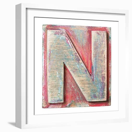 Wooden Alphabet Block, Letter N-donatas1205-Framed Art Print