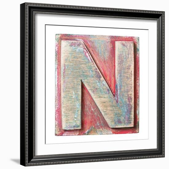 Wooden Alphabet Block, Letter N-donatas1205-Framed Art Print